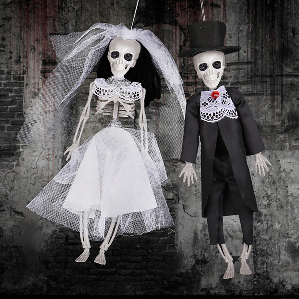Haunted house Halloween skeleton bride and groom pendants, secret room ...
