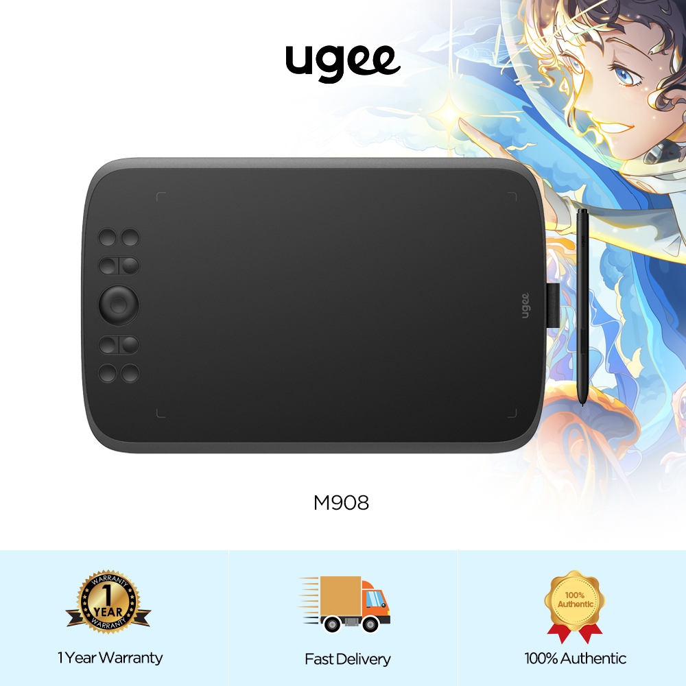 Ugee M908 Drawing Tablet With 8 Hotkeys & Scroll Wheel (10 x 6.25 ...