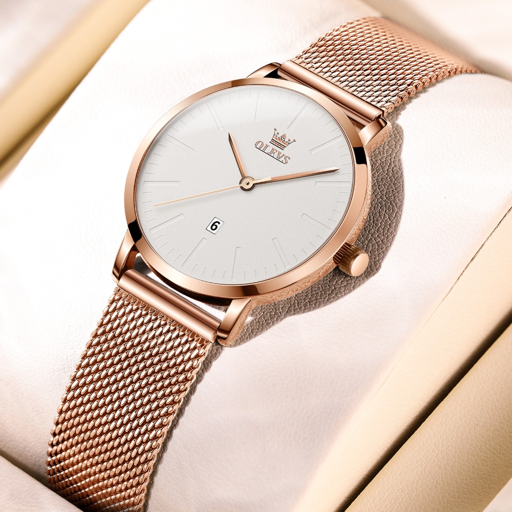 Original OLEVS Rose Gold Jam Tangan Wanita Women's Casual Watches