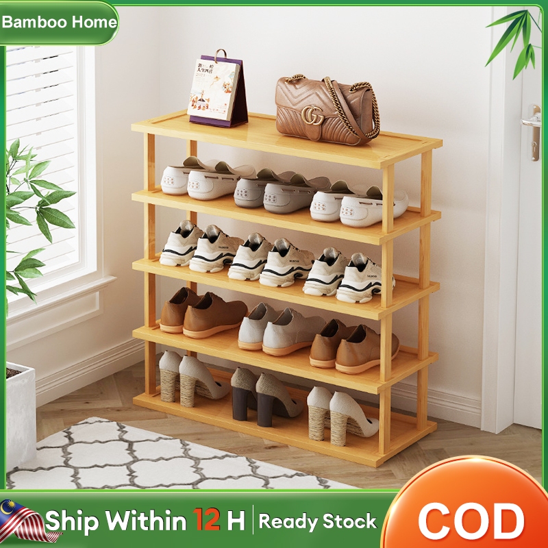 Bamboo Shoe Rack Multilayer Shoe Rack Organizer Shelf Flat Shoe rack ...
