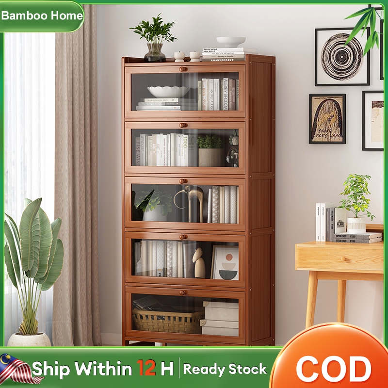 Bamboo Bookshelf storage rack Multi-Functional Book Rack bookshelf ...