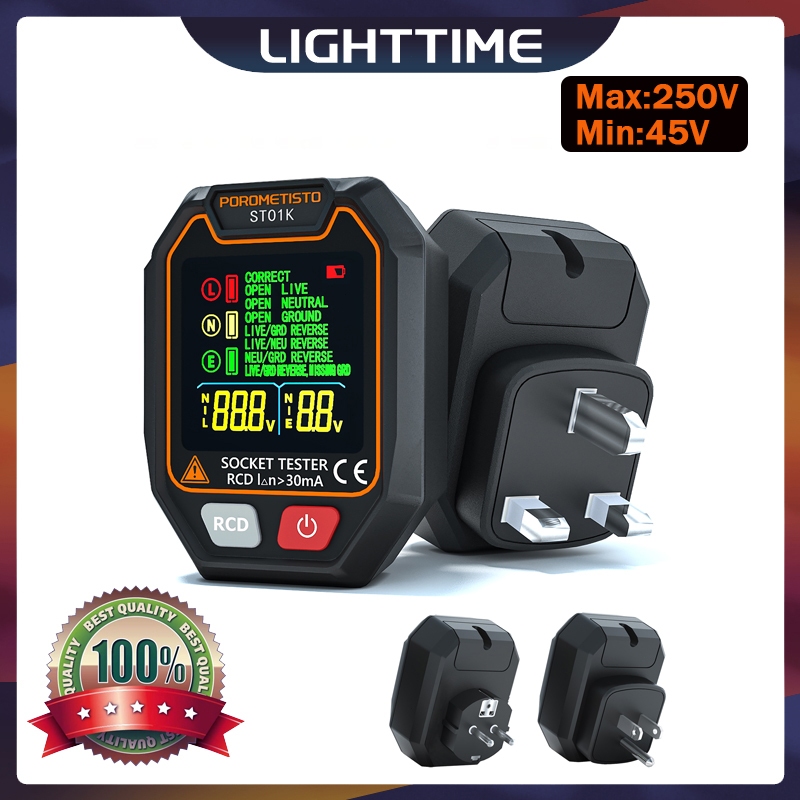 POROMETISTO Digital Socket Tester Voltage Test RCD Socket Detector US ...