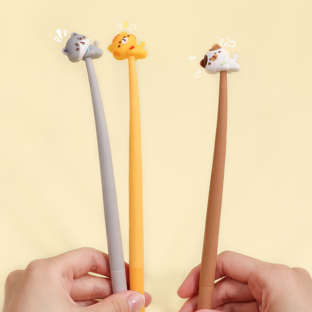 Penlab 3pcs Cats Diary Gel Pens Set Cute Cartoon Flexible Black Color ...