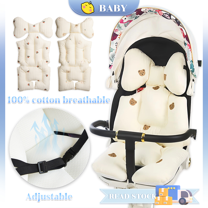 MY Ready Stock】Baby Stroller Cushion Pad Breathable Embroidery