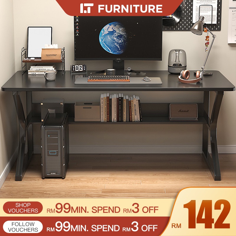 Office Table with Rack 160CM Study Computer Desk Modern Student Writing ...