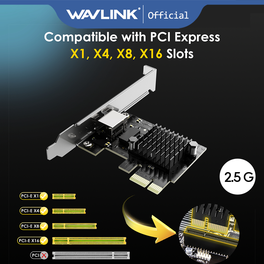 WAVLINK 10G Base-T PCIe Netwerkkaart - 10000/5000/2500Mbps Ethernet Adapter - Compatibel Met Windows & Linux