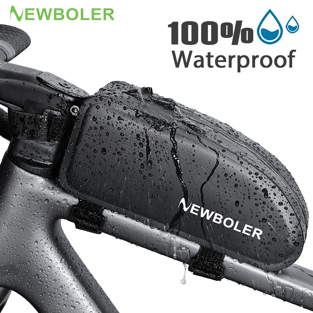 NEWBOLER Bicycle Triangle Frame Bag – Waterproof 900D Fabric, Black, 40x17x5 CM