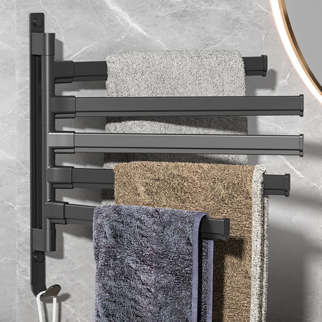 [PoileeMY] 180 Rotation Towel Rack Towel Hanger Organizer Corner ...