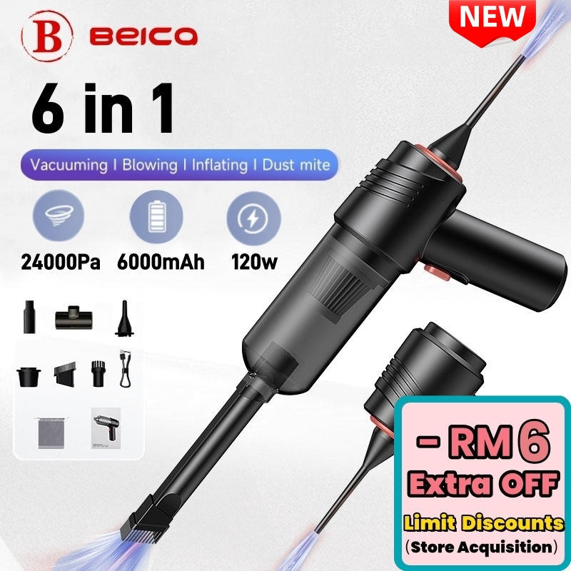 Beica 6 In 1 Cordless vacuum Blower 24000Pa Wireless Vacuum Cleaner Air ...