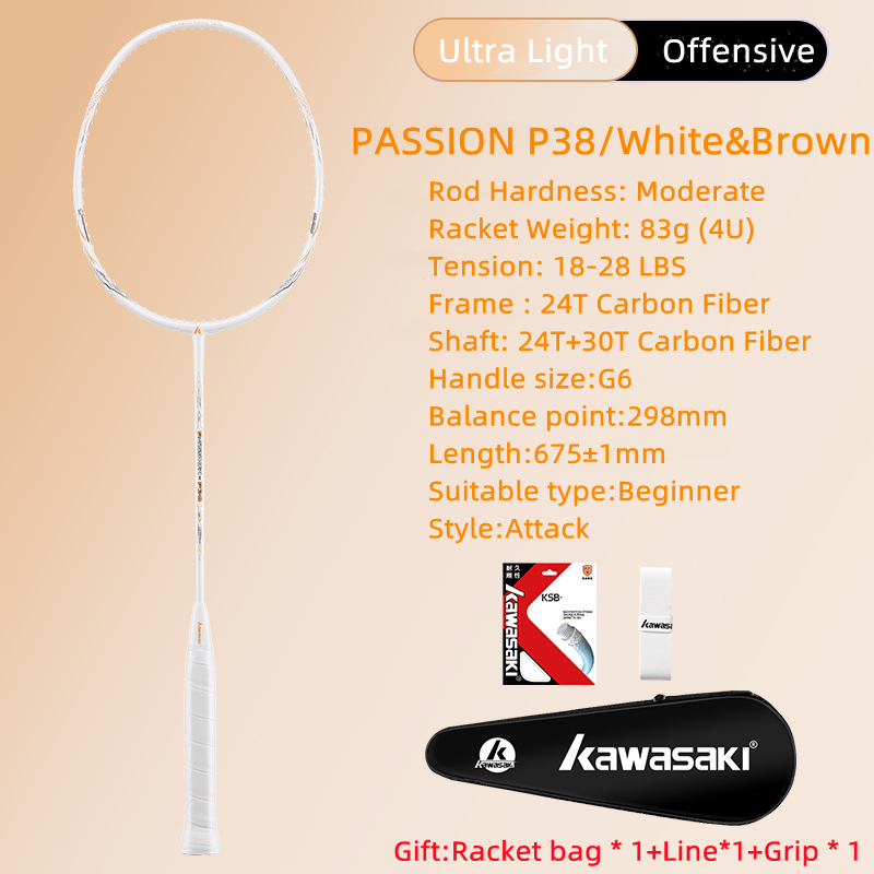 Kawasaki Badminton Racket PASSION P37/P38 18-30LBS Graphite For ...