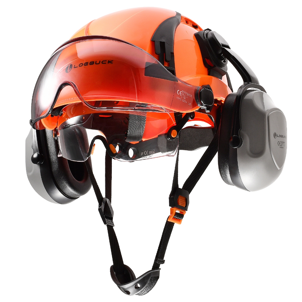 LOEBUCK style safety helmet with dual sun visors and 30DB ear ...
