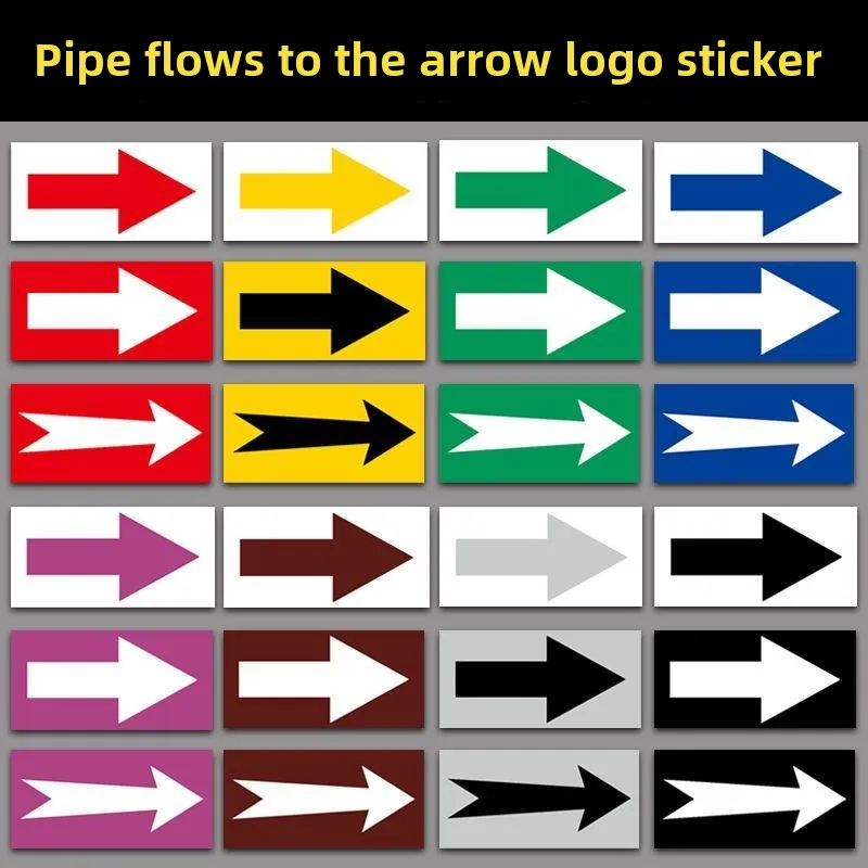 10 Pipe Arrow Logo Pipe Flow Logo Stickers Industrial Pipe Color Ring ...