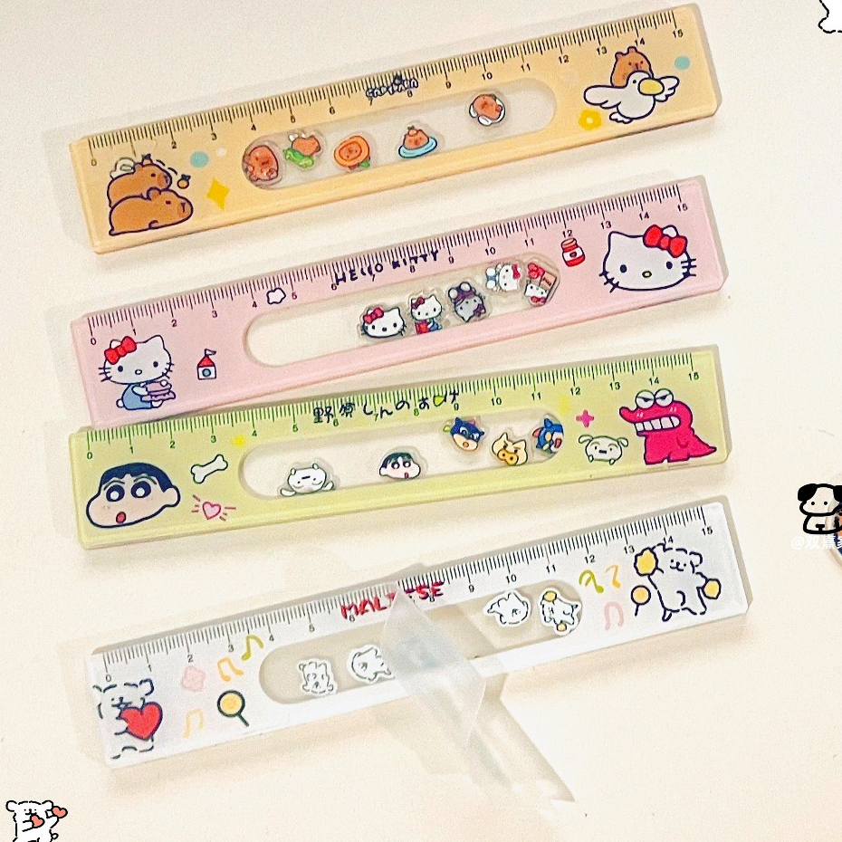Crayon Shin-Chan Ruler Shake Happy Kapibara Hello Kitty Line Puppy ...