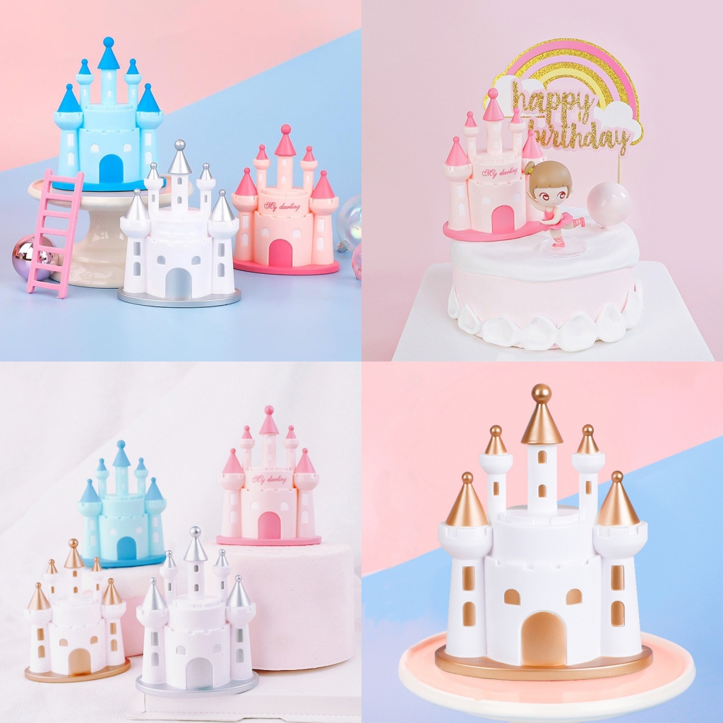 Happy Birthday Cake Topper, Castle Theme Cake Decoration for Girls ...