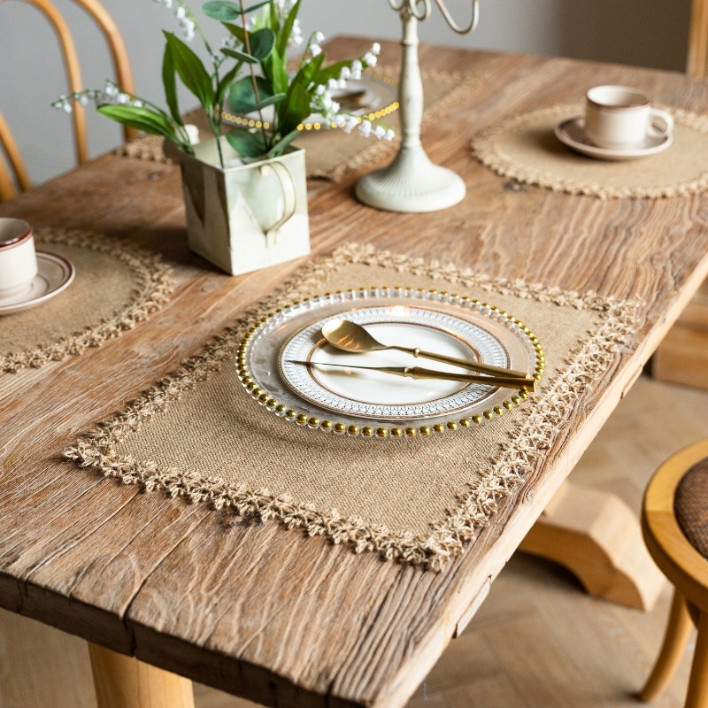 Ready Stock⚫SONDER⚫Placemats Jute Place Mat Burlap Tablemats White Lace ...