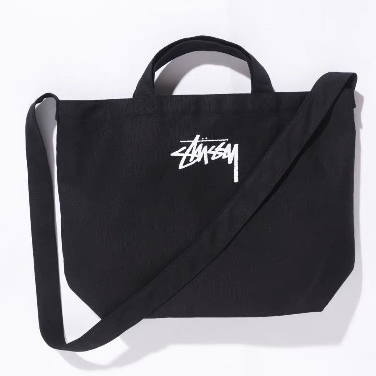 2 way tote bag black canvas shoulder crossbody bag | Shopee Malaysia