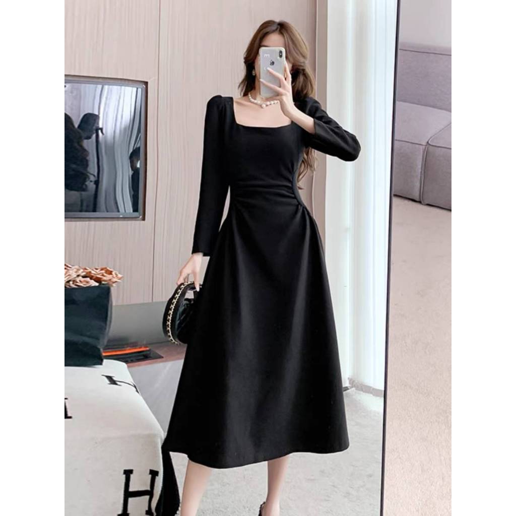 loose cocktail dress Puff Sleeve Waist Sash Cocktail Dress – Vivian Seven main image 1