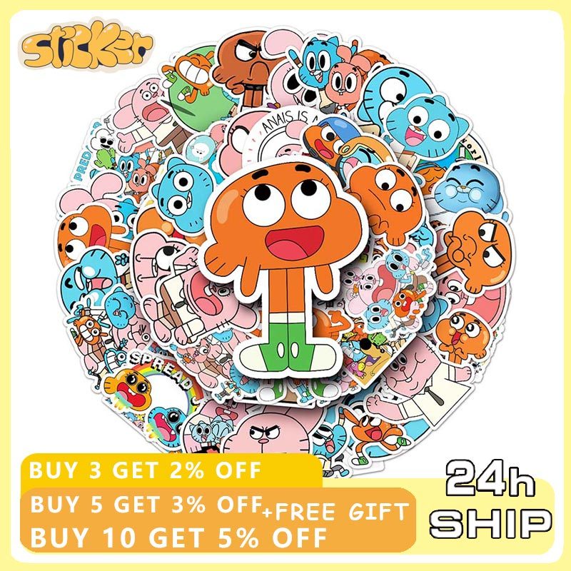 50PCS The Amazing World of Gumball Stickers Toys Graffiti Decals Laptop ...