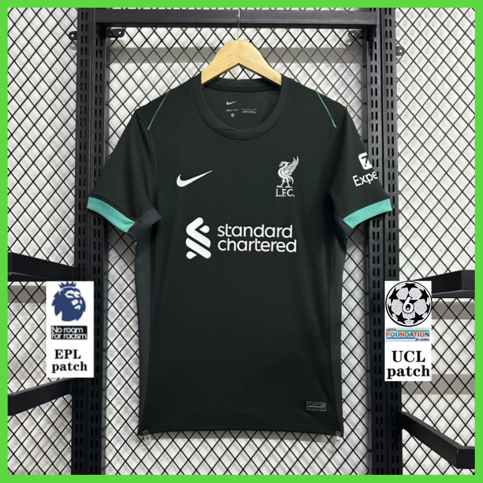 The Liverpool 20242025 away jersey combines black men's football shirt