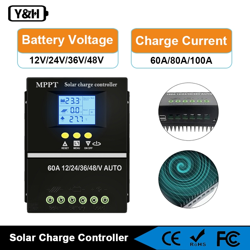 60A MPPT Solarladeregler – 12/24/36/48V, Max. 100V Eingang, LCD, Dual USB, Für Blei-Säure/Lithium/LiFePO4