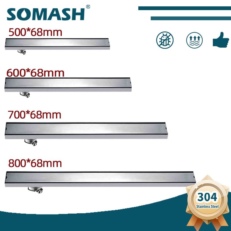 Stainless steel rectangular invisible 600 * 68mm side drainage floor ...