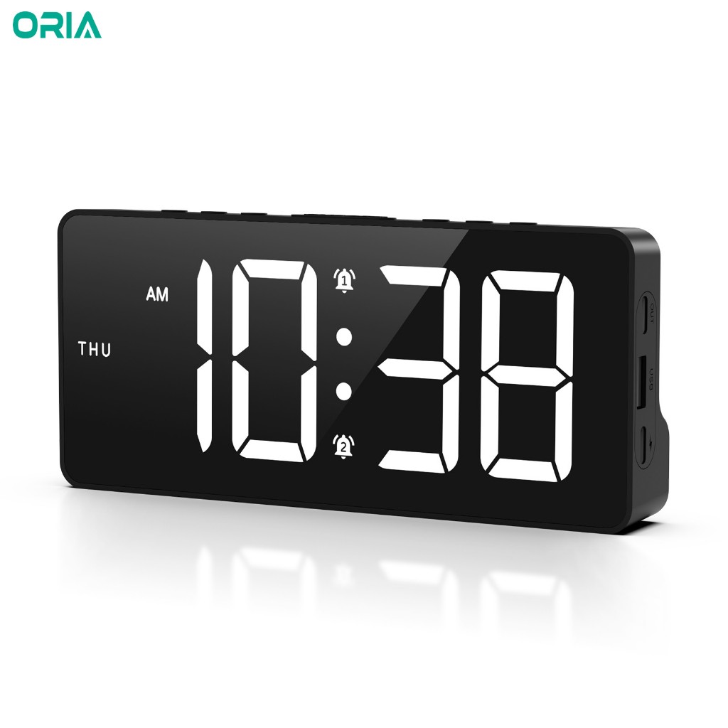 ORIA Digital Alarm Clock USB/Battery Powered Bedside Clock with 4 Alarm ...