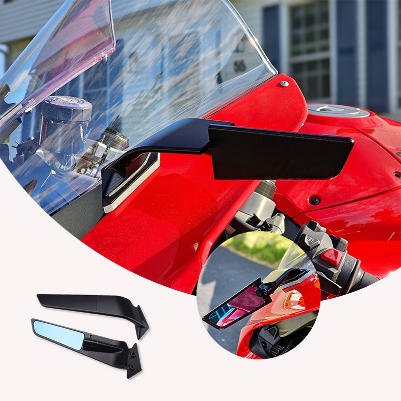 thumbnail image 2 of CNC Aluminum Wind Wing Rotating Rearview Mirrors For Kawasaki Ninja 500 2025 - Black Pair 2 of 6