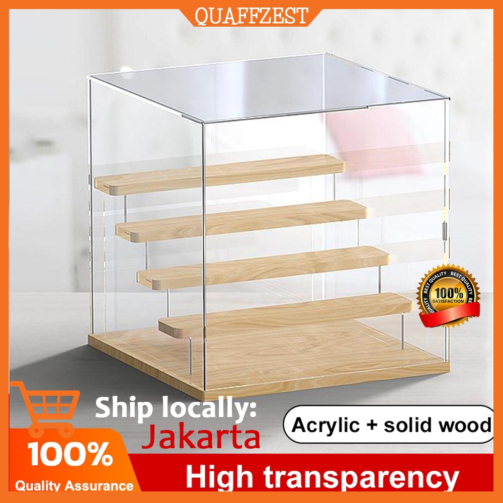 Transparent Display Box with Wooden Base 3/4/5 layer Dust proof ...