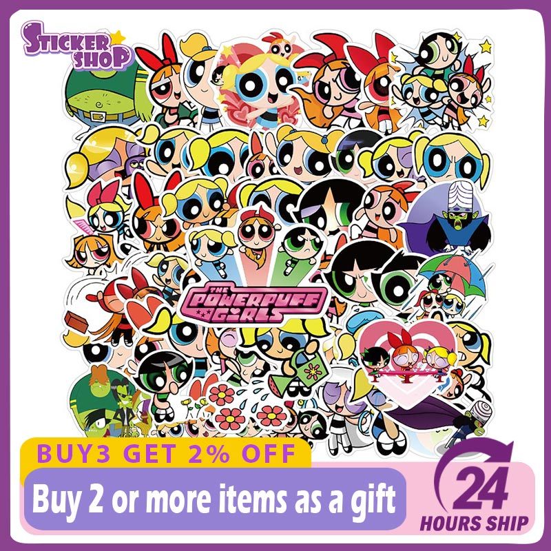 50PCS The Powerpuff Girls Sticker Toys Graffiti Decals Laptop Luggage ...