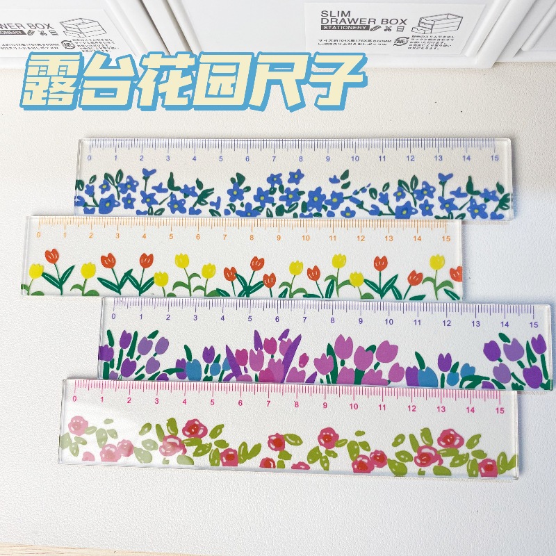 Creative Cute Cartoon 15cm Ruler kawaii Flower Pattern Acrylic Ruler ...