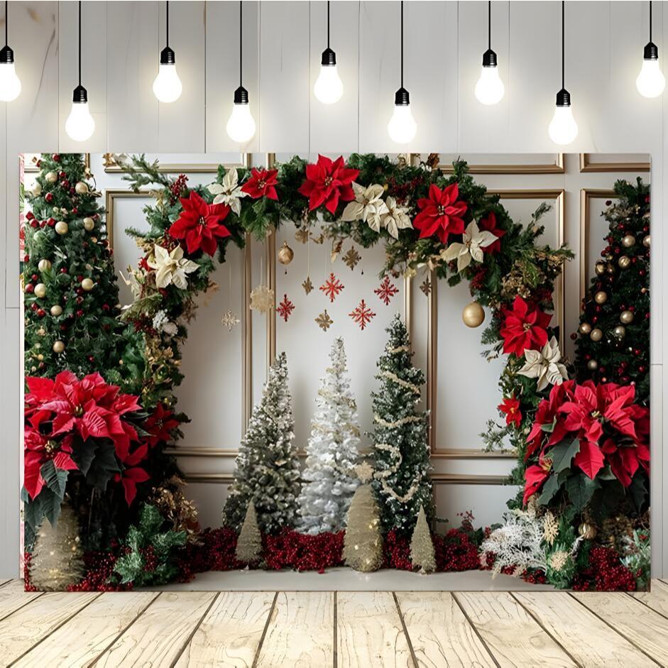 10x8ft Christmas Fireplace Photography Backdrop - Xmas Window Snowflake Holiday Background