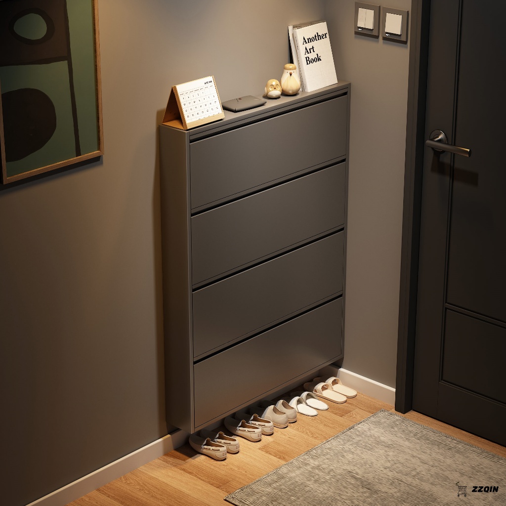 4 Door Multi-Layer Home Shoe Cabinet Almari Kasut/Rak Kasut Bertutup ...