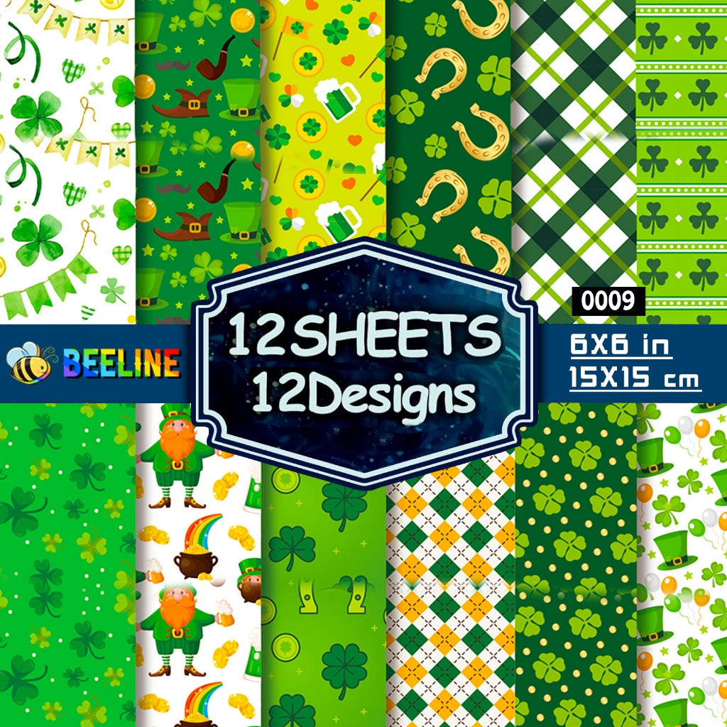 Beeline Irish Pattern Paper Clover Scrapbook DIY Manual Photo Decor ...