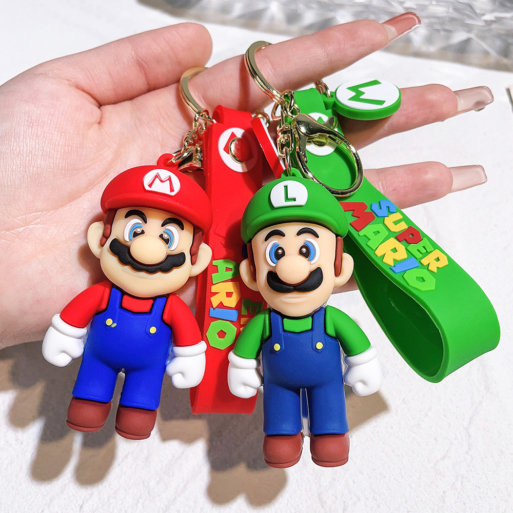 Super Mario Anime Keychains Cute Luigi Yoshi Donkey Kong Princess ...