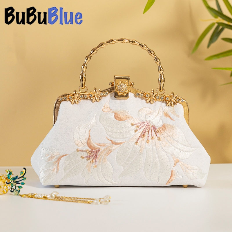 BUBUBLUE Embroidered White Vintage Handbag Chinese Style Cheongsam