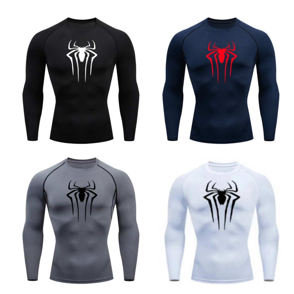 Fitness Clothing Long Sleeved Spider Man Sports Base Layer Breathable Polyester Casual Sports Tights Stretch Body Shaper Spider Man Marvel Shopee Malaysia