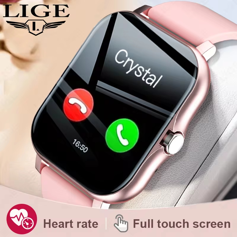 LIGE Original Women Smart Watch full Touch Screen Fashion Sports  Multi-function Dial Health Tracker Waterproof Smart Watch+Box