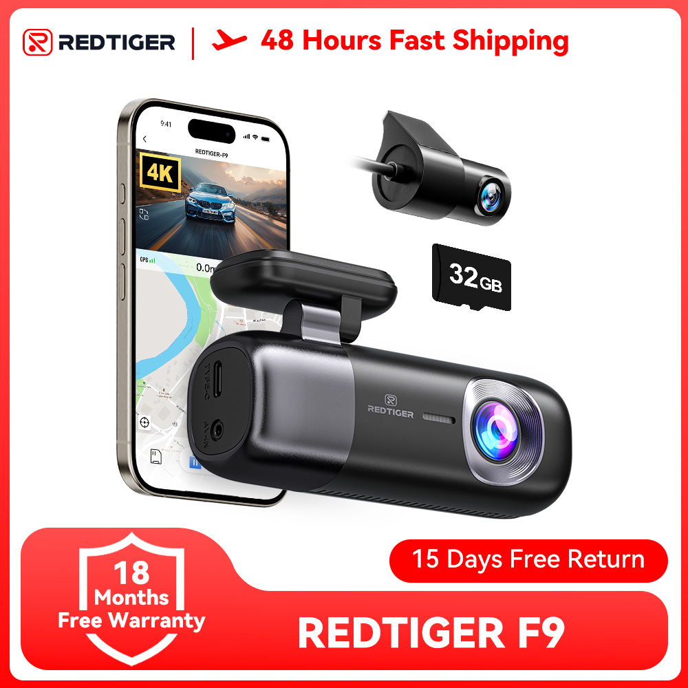 REDTIGER F9 4K Front & Rear Dash Cam, WiFi, GPS, Night Vision, Parking ...