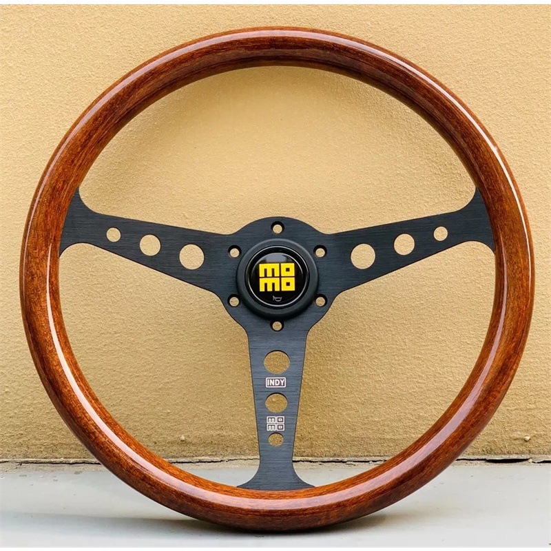 Wood Grain Leather Steering Wheel Cover - Universal Fit For 38cm Wheels, Improves Grip & Style