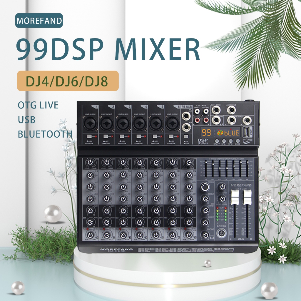 Professional DJ Mixer DJ4/6/8 4/6/8 Channels USB Amplifier Sound Card ...