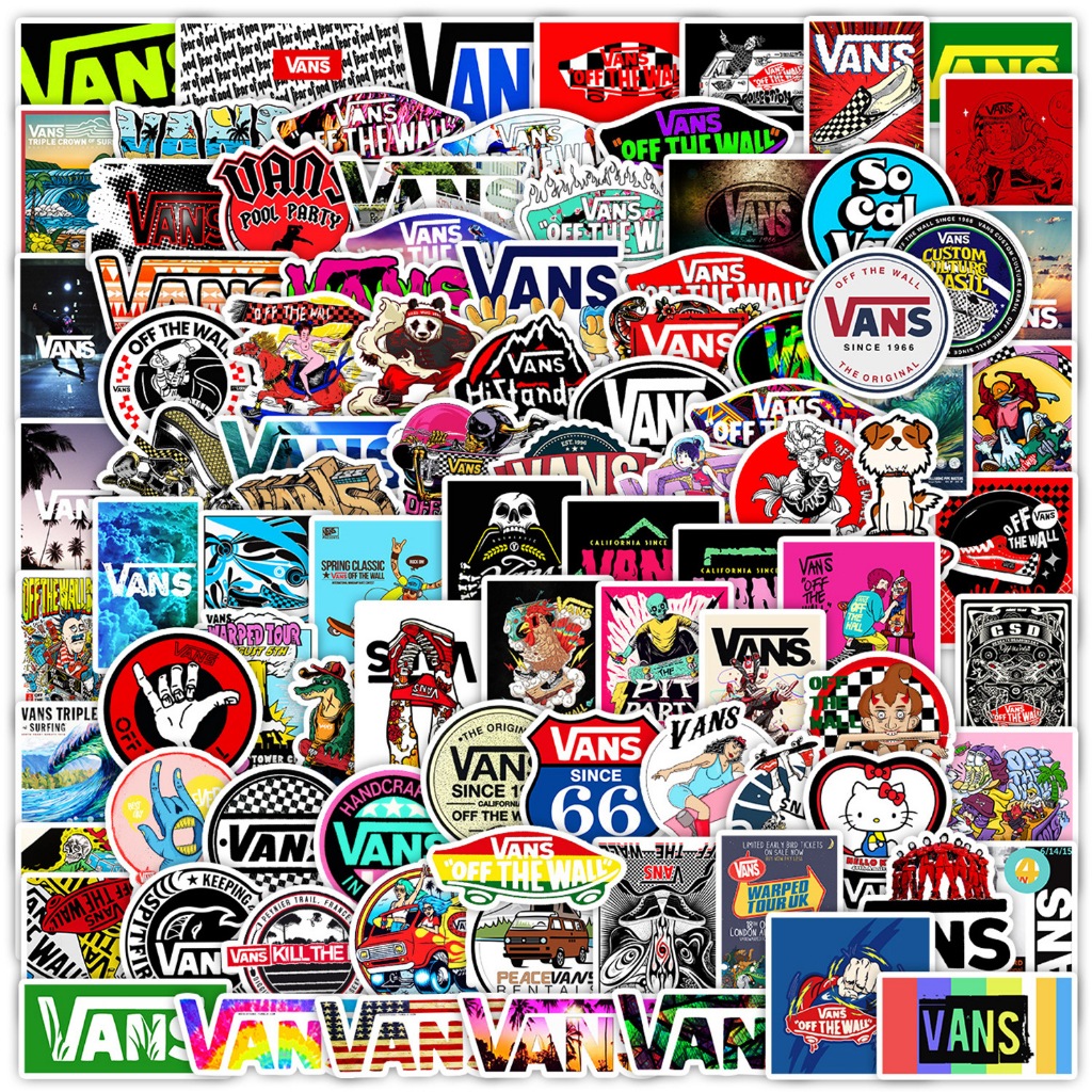 100 pcs VANS OFF THE WALL Trendy Brand Graffiti Waterproof Stickers ...