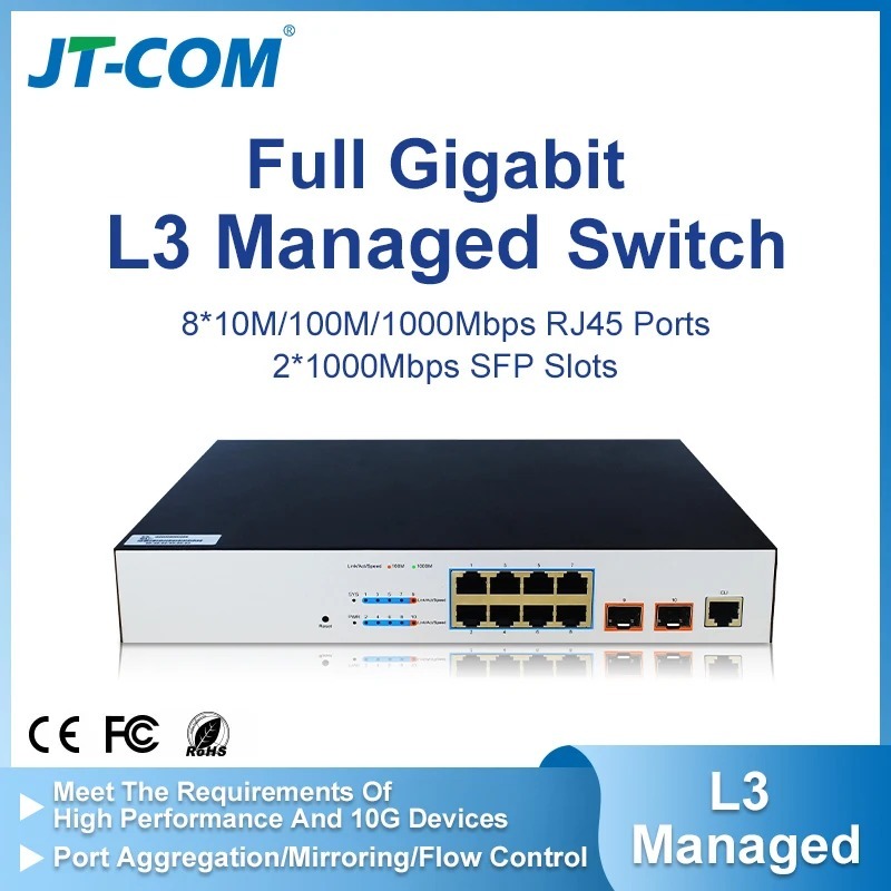 JT-COM Smart switch 8 ports managed L3 Fiber Switch With Console And 2 ...