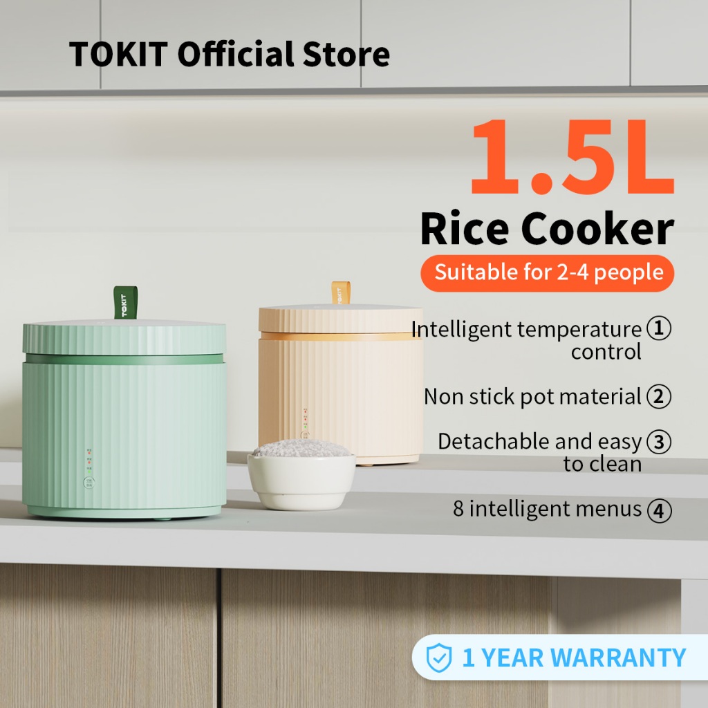 TOKIT Mini Rice Cooker 1.5L Smart APP NonStick Ceramic Coated Inner