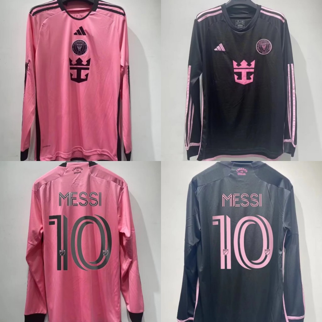 messi Inter Miami Pink Black Adult Men's Long Sleeve Football Shirt ...