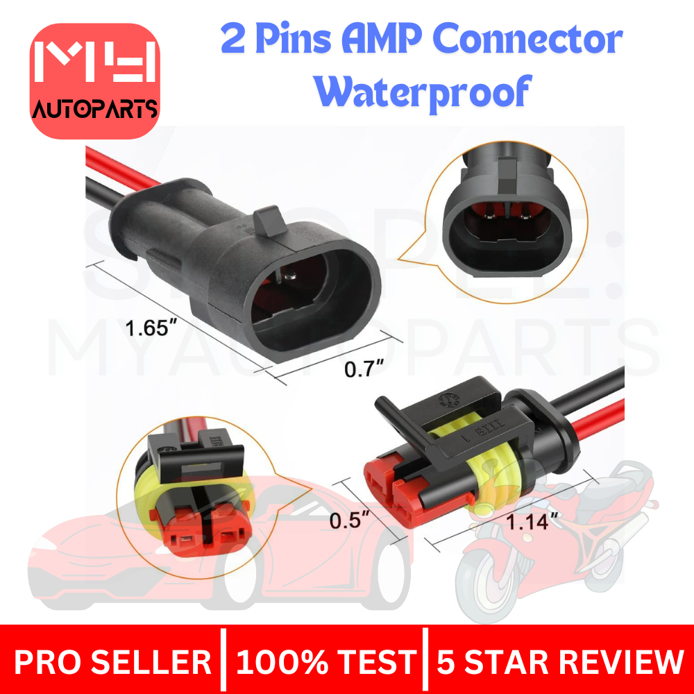 2 Pin Way Car Auto Waterproof Electrical Connector Plug Socket Wire ...