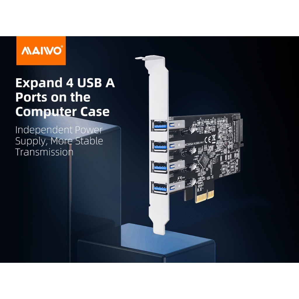MAIWO PIC-E X1 Expand USB 4 Port USB 3.0 High Speed USB Hub with 4 ...