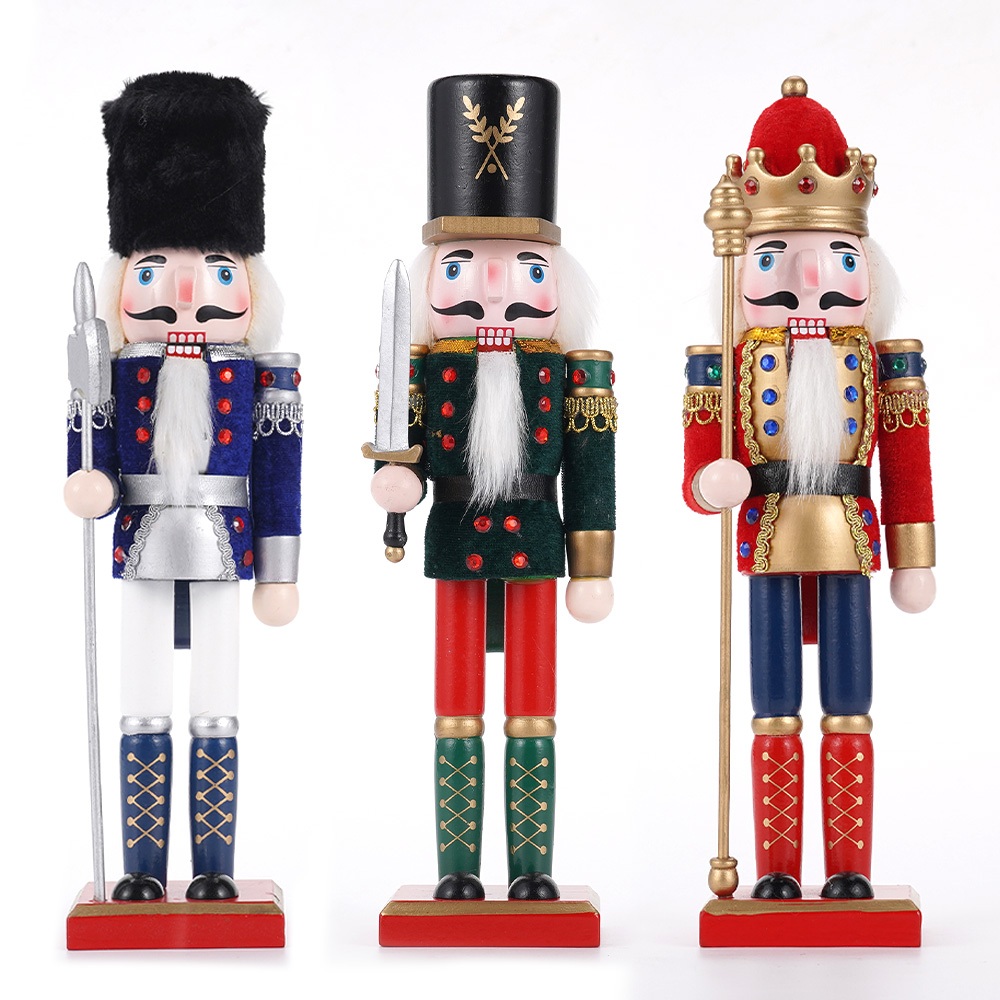 30CM Nutcracker Soldier Puppet Statue Vintage Wooden Handcraft ...