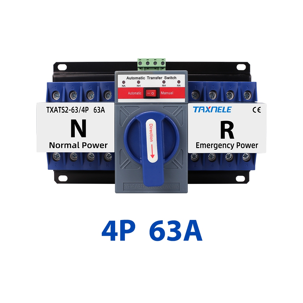 ATS 2P 4P 63A Dual Power Automatic Transfer Switch AC230V 380V MCB Auto ...