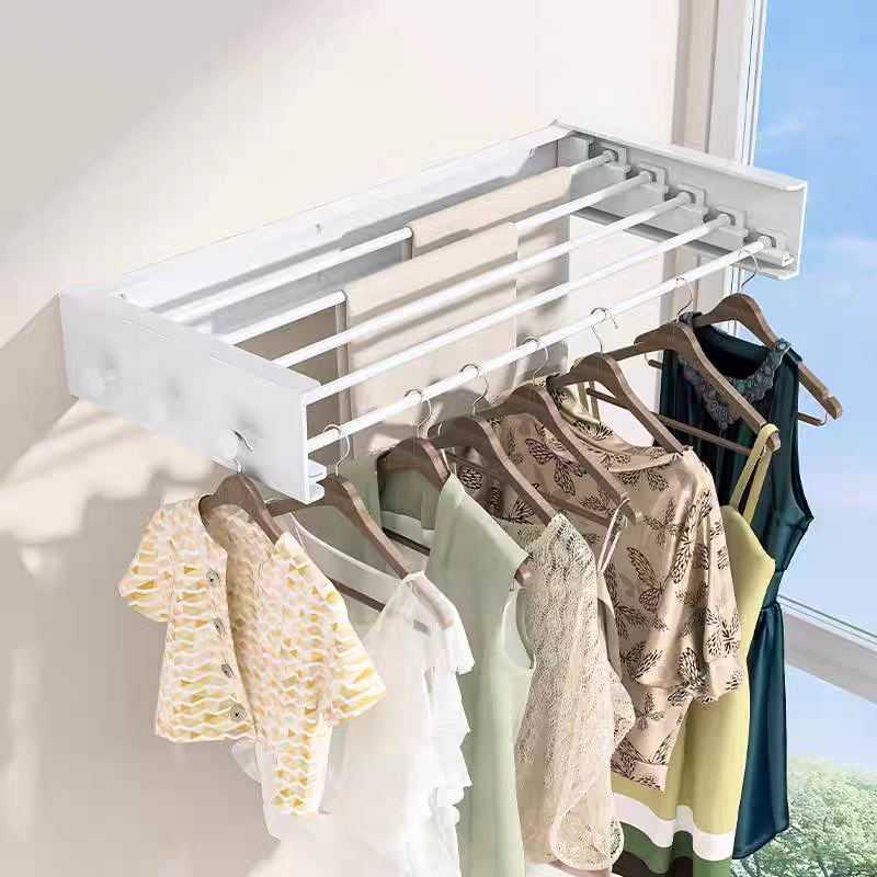 IKEA foldable towel rack hidden clothes rack wall mounted balcony bathroom toilet invisible telescopic clothes rack towel rack Shopee Malaysia