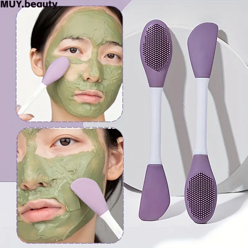Dual-Head Silicone Facial Cleansing Brush Manual Face Mask Applicator ...